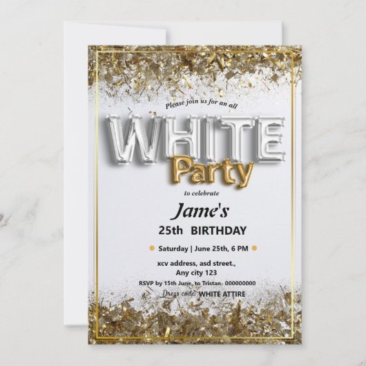 Alle witte affaire of feestuitnodiging kaart (Voorkant)