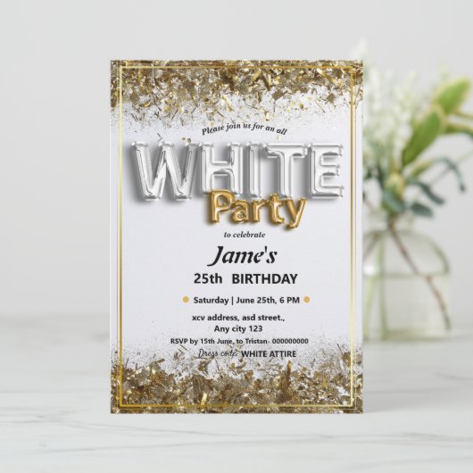 Alle witte affaire of feestuitnodiging kaart (Staand voorkant)