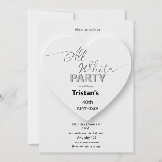 Alle witte affaire of feestuitnodiging kaart (Voorkant)