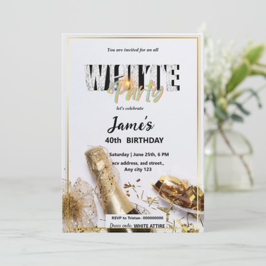 Alle witte affaire of feestuitnodiging kaart (Staand voorkant)