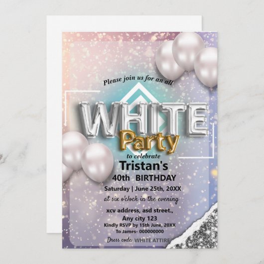 Alle witte affaire of partij kaart (Voorkant / Achterkant)