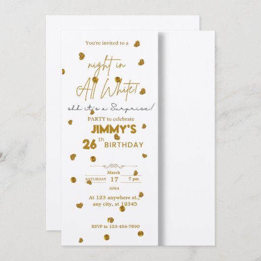 Alle witte affaire verrassing kaart (Voorkant / Achterkant)