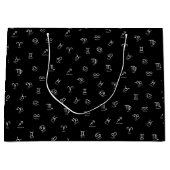 Alle witte sterrenbeelden op zwarte achtergrond groot cadeauzakje (Voorkant)