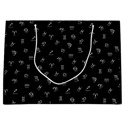 Alle witte sterrenbeelden op zwarte achtergrond groot cadeauzakje (Voorkant)