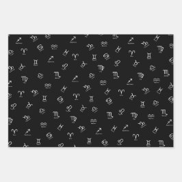 Alle witte sterrenbeelden op zwarte achtergrond inpakpapier vel