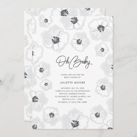 Alle witte Uitnodiging van het Baby shower (Voorkant / Achterkant)