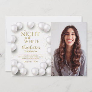 Alle witte verjaardagsfeest een nacht in witte fot kaart