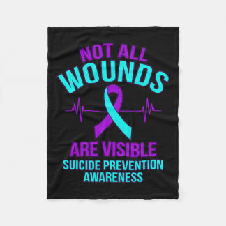 Alle wonden zijn zichtbaar Happy Suicide Awareness Fleece Deken