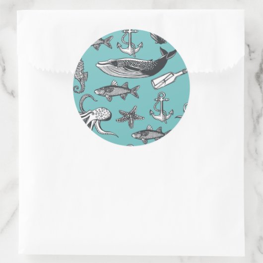 Alle Zee Patroon Ronde Sticker (Tas)