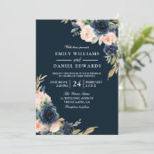 Alle zeescheepvaart Blush Botanical Floral Weddens Kaart (Staand voorkant)