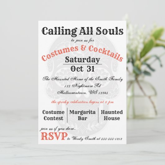 Alle zielen oproepen... Uitnodiging voor Halloween (Staand voorkant)