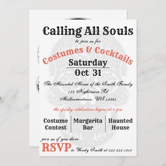 Alle zielen oproepen... Uitnodiging voor Halloween (Voorkant / Achterkant)