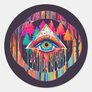 Alle Zien Oog: Mystieke Boskern Ronde Sticker
