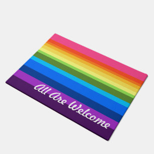 Alle zijn welkome of aangepaste tekstregenboog deurmat