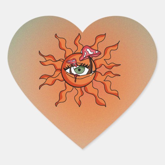 Alle zon-zien paddenstoel stralen hart sticker (Voorkant)