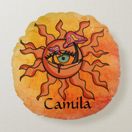 Alle zon-zien paddenstoel stralen rond kussen