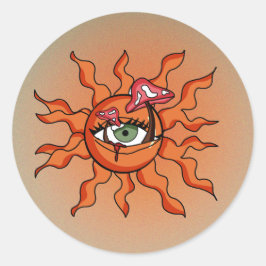 Alle zon-zien paddenstoel stralen ronde sticker