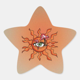 Alle zon-zien paddenstoel stralen ster sticker