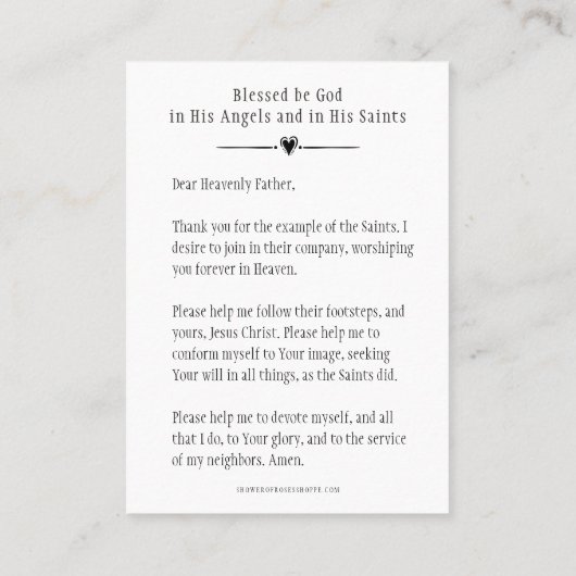 ALLE ZUIVERE DAG PRAYER CELEBRATION HOLY KAARTEN PLAATSKAARTJE (Achterkant)