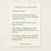 ALLE ZUIVERE DAG PRAYER TRADITIONELE HOLY KAARTEN VISITEKAARTJE (Achterkant)