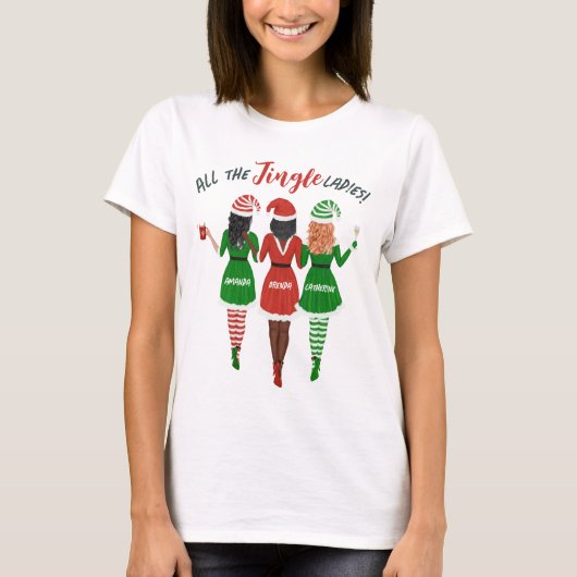 Alle zusters met kerstmis voor de Jingle Dames T-shirt (Voorkant)