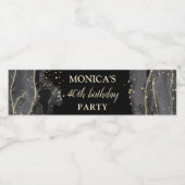 Alle zwarte affaire verjaardag minimalistisch gepe waterfles etiket (Enkel label)