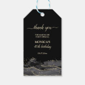 Alle zwarte affaire-verjaardagsfeestjes cadeaulabel (Voorkant)