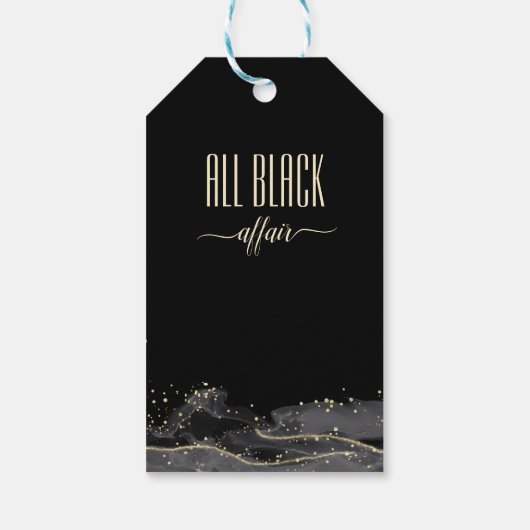 Alle zwarte affaire-verjaardagsfeestjes cadeaulabel (Achterkant)