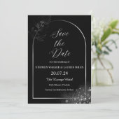 Alle zwarte Floral sparen de Datum bruiloft Kaart (Staand voorkant)