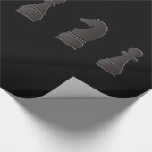 Alle zwarte stukken, één wit, schaakstukken cadeaupapier (Hoek)