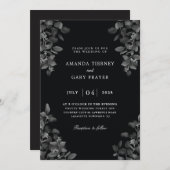 Alle zwarte trouwuitnodigingen kaart (Voorkant / Achterkant)