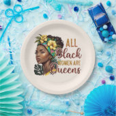Alle zwarte vrouwen zijn koninginnen papieren bordje (Feest)