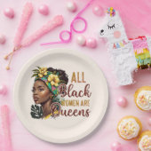 Alle zwarte vrouwen zijn koninginnen papieren bordje (Feest)