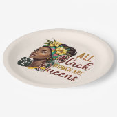 Alle zwarte vrouwen zijn koninginnen papieren bordje (Gekanteld)