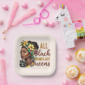 Alle zwarte vrouwen zijn koninginnen papieren bordje (Feest)