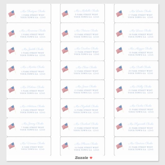 Alledaags Amerikaanse Vlag 4 juli gastadres Sticker (Vel)