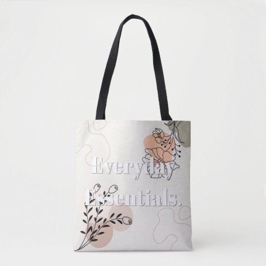 'Alledaagse Essentials' Minimalistische bloemensch Tote Bag (Voorkant)