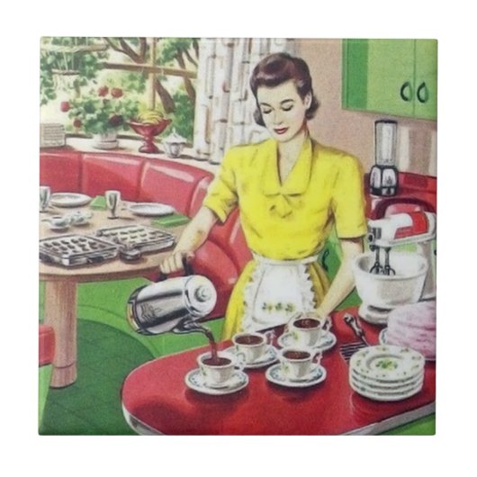 alledaagse retro  dame tegeltje (Voorkant)