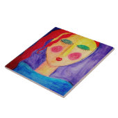 Alleen Abstract Portret van een Vrouw Tegeltje (Zijkant)