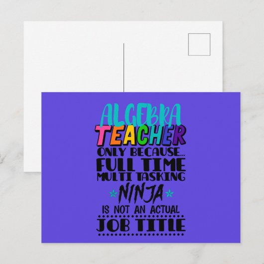 Alleen algebra-leraar omdat fulltime multi briefkaart (Voorkant / Achterkant)