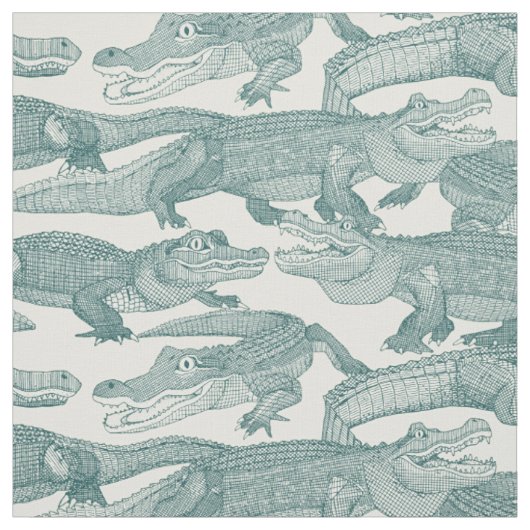 Alleen alligators jade stof (Swatch)