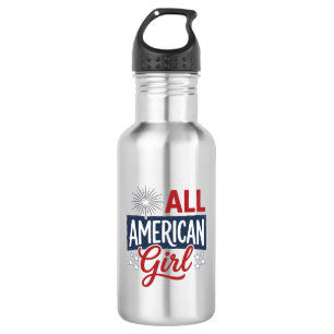 Alleen Amerikaans Meisje Patriottisch Vintage Shir Waterfles