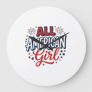 Alleen Amerikaans Meisje Patriottisch Vintage Vect Grote Klok