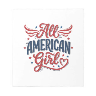Alleen Amerikaans Meisje Patriottisch Vintage Vect Notitieblok