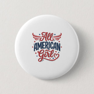 Alleen Amerikaans Meisje Patriottisch Vintage Vect Ronde Button 5,7 Cm