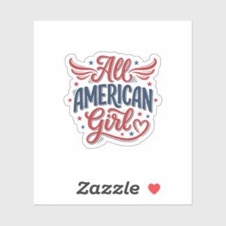 Alleen Amerikaans Meisje Patriottisch Vintage Vect Sticker