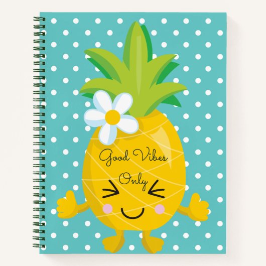 Alleen ananas en poka Dot Good Vibes Notitieboek (Voorkant)