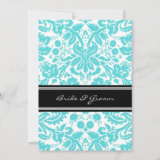 Alleen Aqua Black Damask voor weddenschappen Kaart (Voorkant)