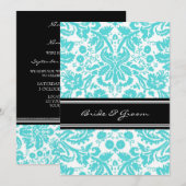 Alleen Aqua Black Damask voor weddenschappen Kaart (Voorkant / Achterkant)