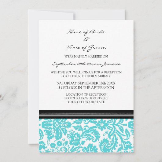 Alleen Aqua Black Damask voor weddenschappen Kaart (Achterkant)